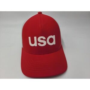 Adidas Golf USA Flex Fitted S-M Hat Cap Polyester Blend Logo Men Women Red White